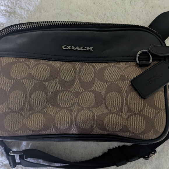 Coach Black and Brown Belt Bag with Signature Style - Picture 3 of 6